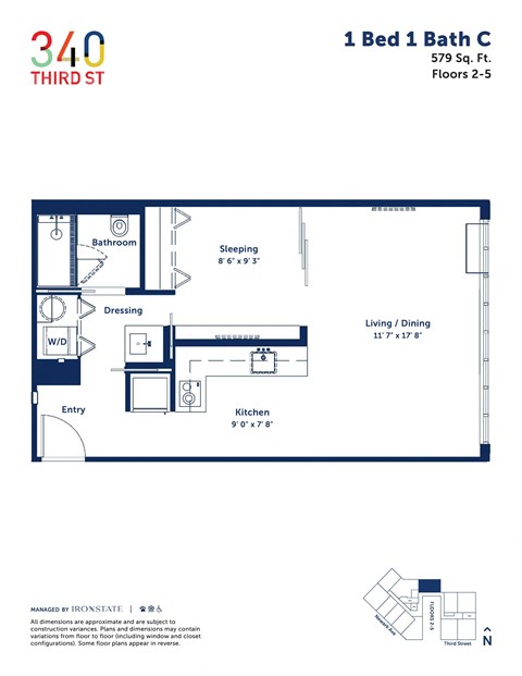 the floor plan of the third c floor apartment